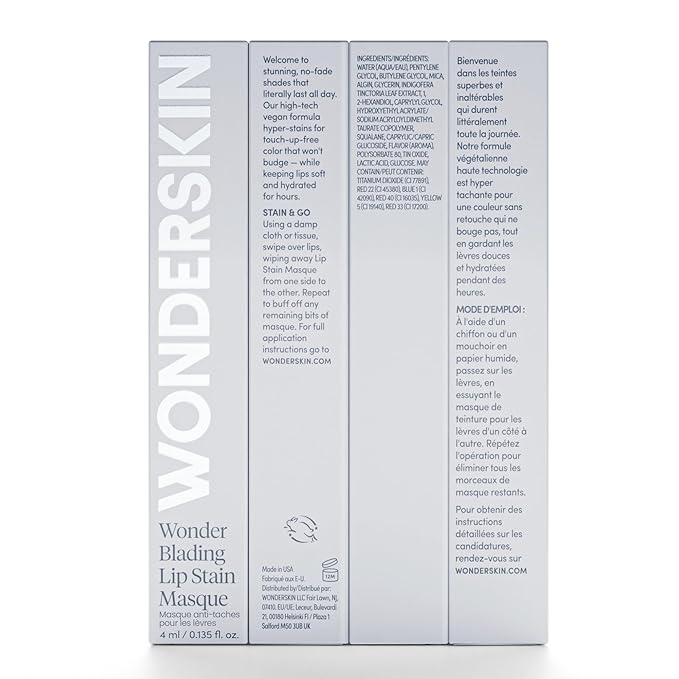 Wonderskin Wonder Blading Peel and Reveal Lip Liner & Lip Stain Masque – Long-Lasting Waterproof Tint, Transfer-Proof Matte Finish, Peel Off Makeup (Romance Stain & Go)