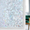 rabbitgoo Window Privacy Film Rainbow Film Decorative Window Sticker, 3D Static Stained Glass Cling Tint for Home Heat Control Non-Adhesive, Grayish Silver, 23.6 x 157.4 inches