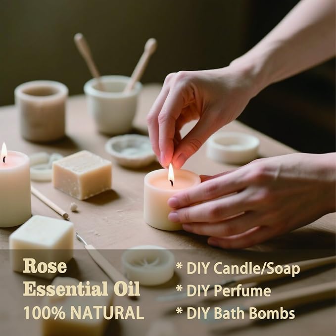Rose Fragrance Oil-Rose Essential Oil 8.33oz (250ml)-100% Pure Natural Scent for Diffusers, Candles, Soap Making & Aromatherapy-Relaxing Home & Gift Essential Oil for Bath, Massage
