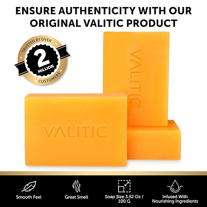 VALITIC Kojic Acid Soap for Hyperpigmentation - with Glutathione, Collagen & Vitamin C - Natural Soap Bars with Turmeric - Original Japanese Complex for Dark Spot Correction - 2 Pack