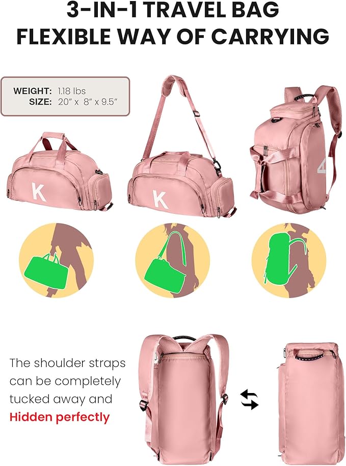 8 Year Old Girl Birthday Gifts, Initial Gym Bags with Shoe Compartment, Dance Bag for Girls, Monogram Kid Overnight Bags, Travel Duffle Tote-Cute Trendy Stylish Stuff for Bestie (Letter N)
