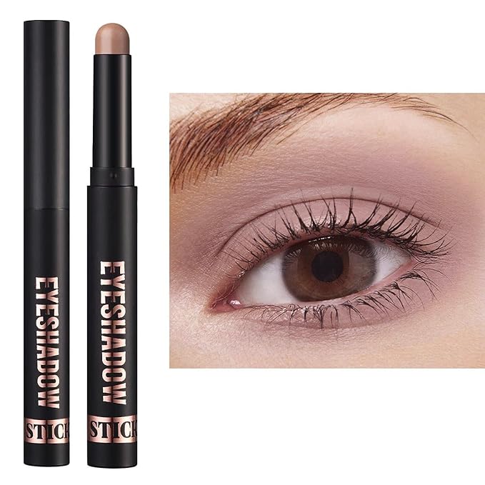 Light Taupe Nude Eyeshadow Stick Matte Eyeshadow Pencil Makeup, High Pigment Crease-proof Eye Shadow Brightener stick, Hypoallergenic Waterproof Long Lasting Eye Highlighter Stick (19#)