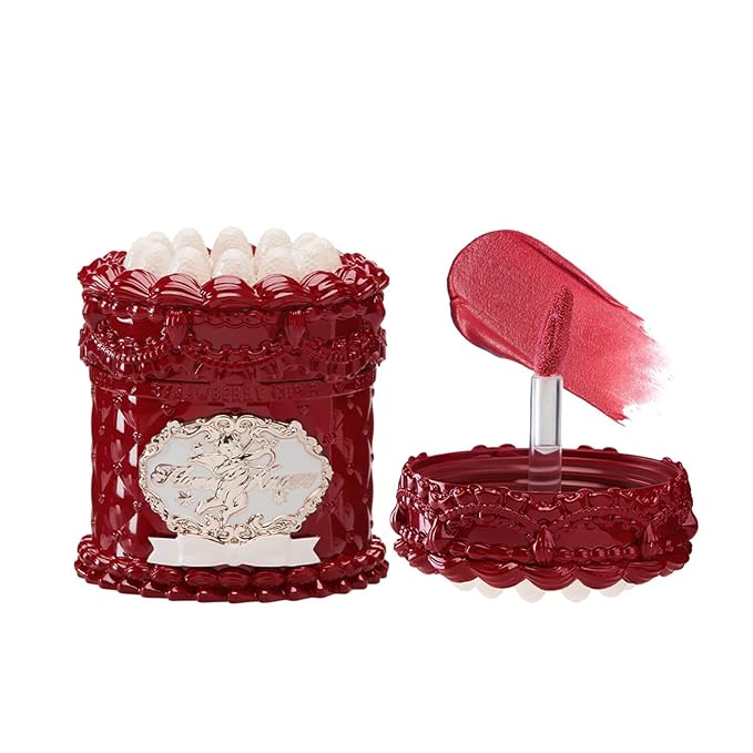 Flower Knows Strawberry Cupid Cake Lip Cream,Velvety-Smooth Matte Liquid Lipstick,Hydrating,Smudge-proof & Stain-Free Lip Stain(V08 Cranberry,0.17 Fl Oz)
