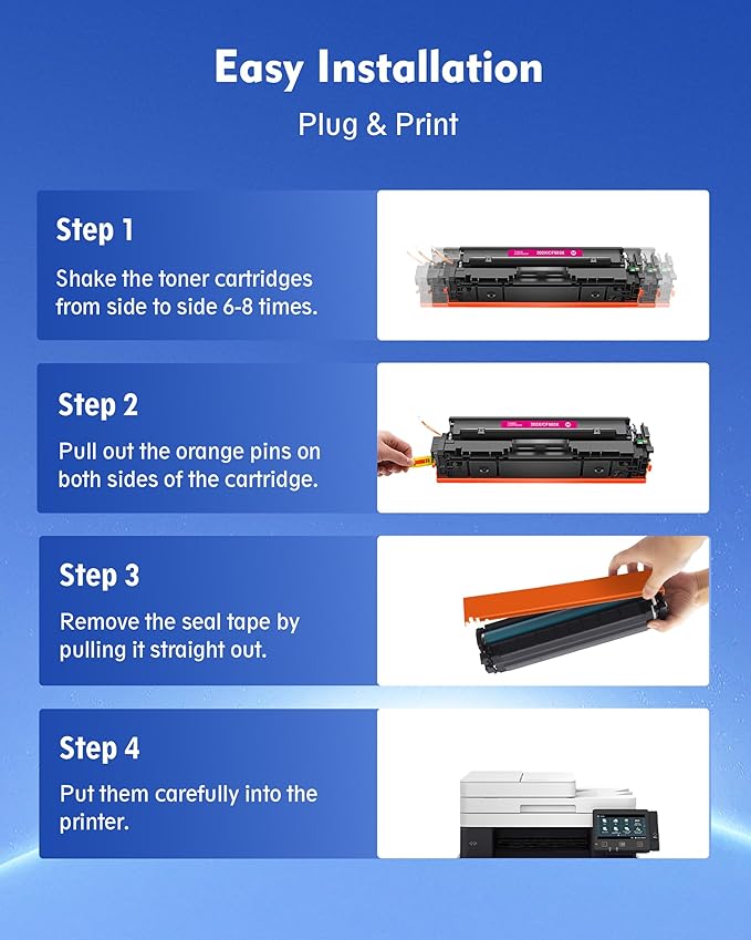 202X Toner Cartridges - High Yield 4 Pack Compatible Replacement for HP 202X Toner Cartridges, MFP M281fdw 202A Toner, for HP Color Laserjet Pro MFP M281fdw M281cdw M281fdn M254dw M254dn | CF500X