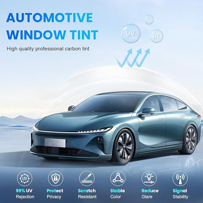 Car Window Tint 5% VLT - 20" in x 10' Ft Nano Carbon Window Tint Privacy Film for Car, Heat & UV Blocking, Glare Reduction and Scratch Resistant Automotive Tinting Roll