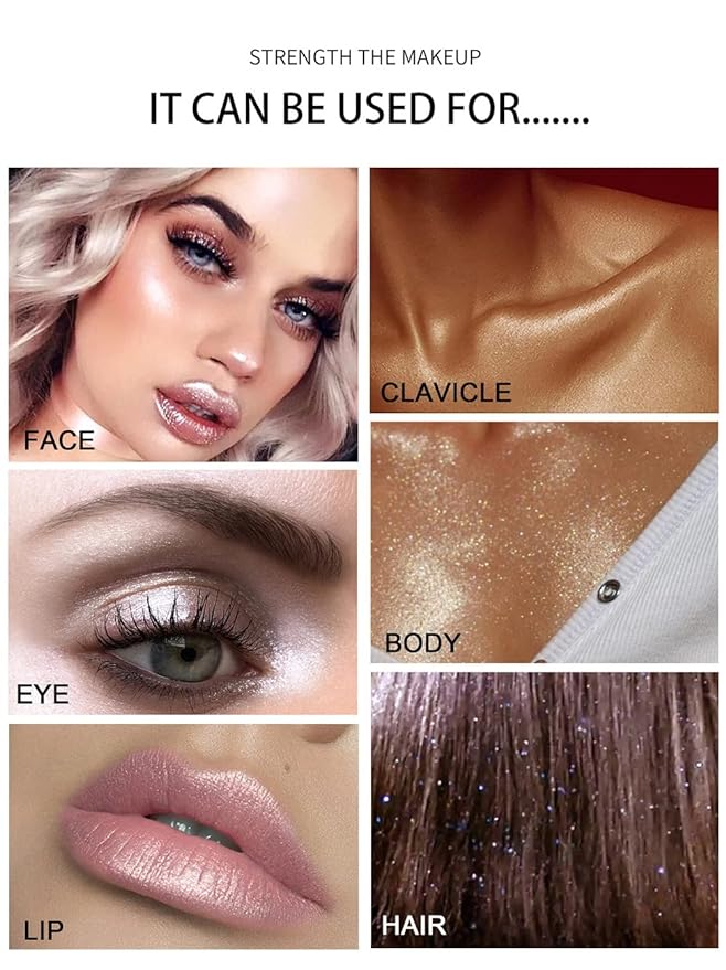 3 Color Glitter Powder, Neon Accessories Outfit Party Body Sparkling Highlighter Makeup.01# White moonbeam&04#Green&05#Gold