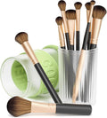 Li&Zhao Makeup Brush Holder with Lid - Makeup Brush Organizer Plastic Makeup Brush Holder for Vanity Expandable Makeup Brush Cup Pencil Holder for Desk Pen Holders for Desktop Countertop Bathroom