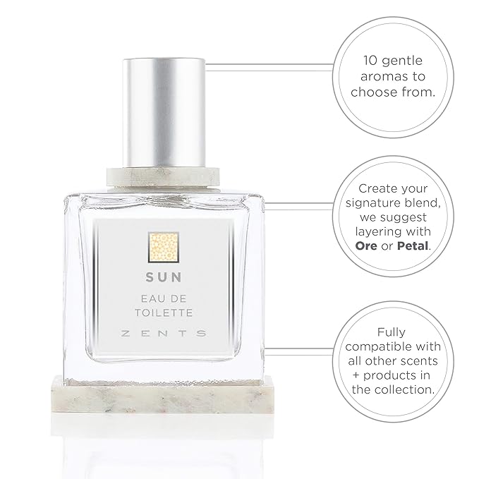 Zents Eau de Parfum (Sun) for Women & Men | Long-Lasting Clean Fragrance with Vanilla, Sandalwood & Vetiver | Warm & Woody Scent | 1.69 oz