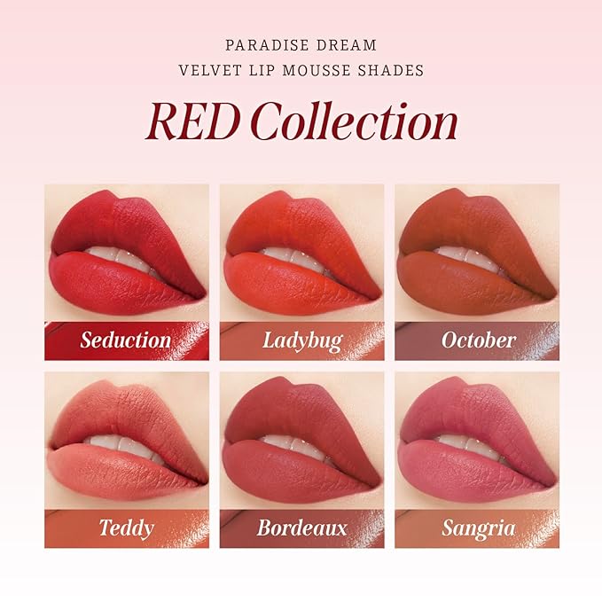 DEARDAHLIA Paradise Dream Velvet Lip Mousse (Cranberry) - Vegan Soft-Matte Lip Tint with Lightweight, Buildable, Long-Lasting Color, Whipped Mousse Texture. Cruelty-Free. 0.21 Fl oz