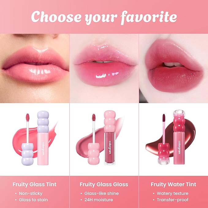 COLORGRAM FRUITY GLASS TINT MINI SET 03 COOL BEST SET | Moisturizing & Long Lasting Korean Lip Stain Tint | Stocking Stuffer, Gifts for Women and Teen Girls