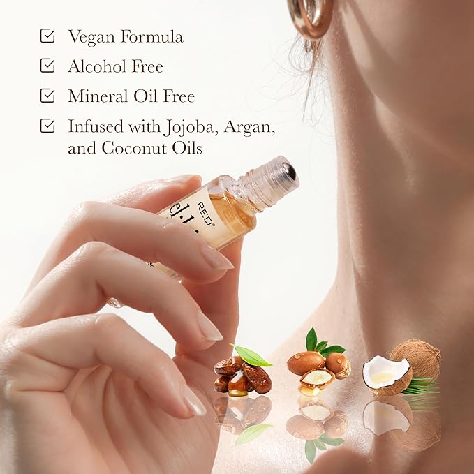 EL:KISS Roll On Perfume, Red Roses Inspired by Jo M Eau de Parfum 12mL (.40 Fl Oz), Hydrating & Long-Lasting, Alcohol-Free & Mineral Oil-Free, Infused with Jojoba, Argan & Coconut Oil
