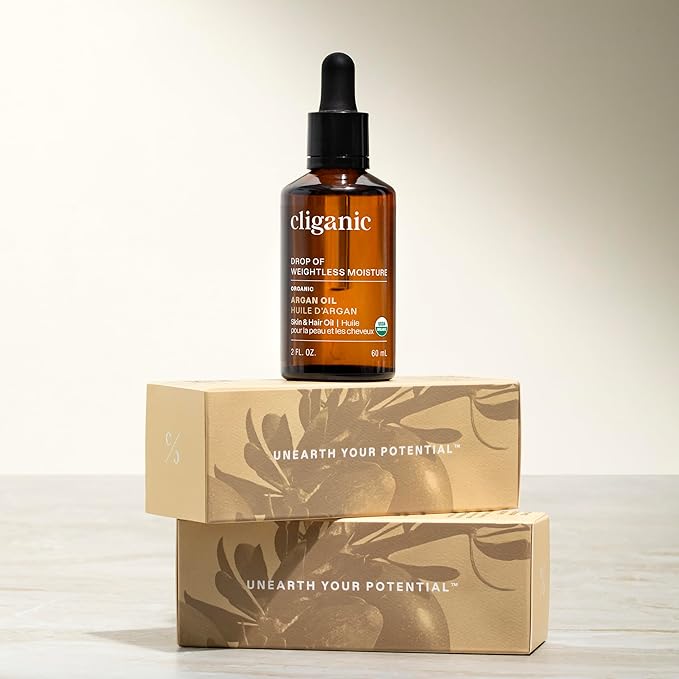 Cliganic Organic Argan Oil, 100% Pure - for Hair, Face & Skin | Cold Pressed Carrier Oil
