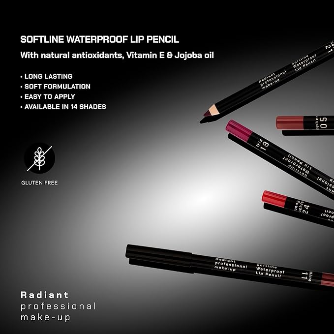 Radiant Professional Waterproof Lip Liner Pencil - Long Lasting Lip Liner for Defined Lips - Soft & Creamy Lipliner with Vitamin E - 1.20 g, (04 BUFF)