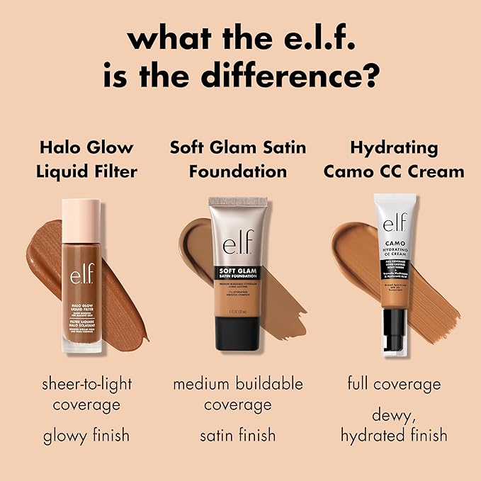 e.l.f. Soft Glam Foundation, Medium Coverage, Long-Lasting & Buildable Foundation For A Smooth, Satin Finish, Vegan & Cruelty-Free, 25 Light Neutral
