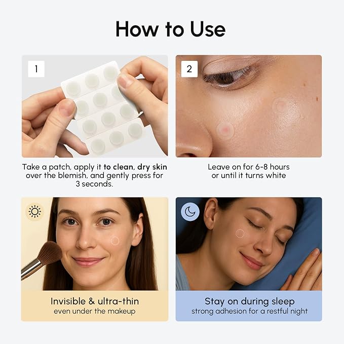 MAREE Invisible Pimple Patches 2 PACK - Clear Pimple Patches for Face - Hydrocolloid Acne Patches Anti Blemish - Zit Stickers for Face - Parches Para Acne - Pinple Zit Pimple Stickers - 144 Dots