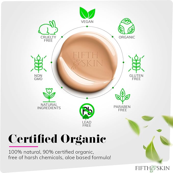 Fifth & Skin: Better’n Ur Skin Liquid Foundation (SOFT BEIGE) - Natural, Organic, Vegan, Cruelty-Free - Gluten-Free Beauty with Buildable Coverage and Palm-Free Luxury - 1 oz
