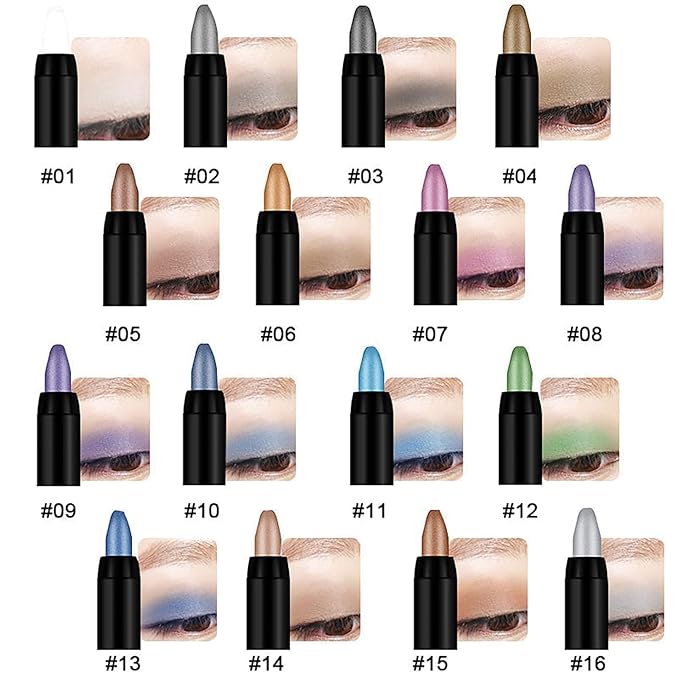 Eyeshadow Shimmer Stick, 16 Color Highlighter Eyeshadows Pencil Waterproof Glitter Eye Shadow Eyeliner Pen, Waterproof Eyeshadows Shimmer Stick Long Lasting Brightener Eyeshadow (07 Rose)