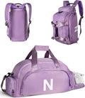 Girl Gifts for 16-18, Initial Gym Bags with Shoe Compartment, Dance Bag for Girls, Monogram Kid Overnight Bags, Ballet Sport Gymnastics Cheer Travel Duffle Tote (Letter N)