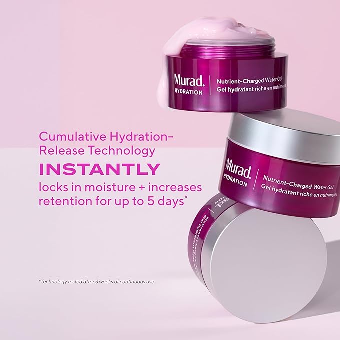 Murad Nutrient-Charged Water Gel – Hydrating Face Moisturizer with Peptides, Vitamins & Minerals for Dry Skin, Long-Lasting Moisture, Plump Skin, Oil-Free, Lightweight, Barrier Repair - 1.7Fl Oz