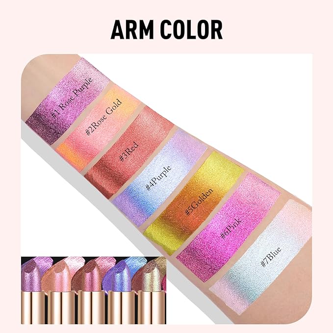 Metallic Blue Lipstick Makeup, Holographic Glitter Lip Stick Long Lasting Lightweight Non-Sticky Hydrating Lip Tinted Full Coverage High-Shine Sparkling Shimmer Lipstick for Women