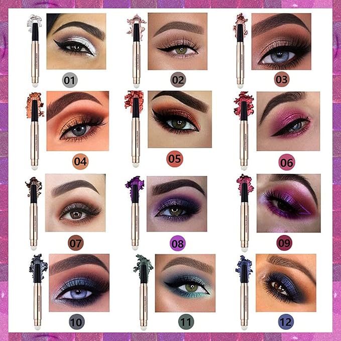 Eyeshadow stick Glitter Primer Palette Metallic Matte Shimmer Cream Eye Shadow Pencil Crayon Smooth Long Lasting Waterproof Highlighter Makeup Hypoallergenic