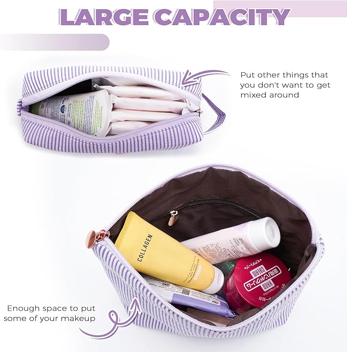 Dance Recital Gifts for Girls - Cosmetic Bag for Teen,Initial Cute Makeup Bag Set for Women,Trendy Pouch for Niece Sister Friend Female Her,Birthday Gifts for Daughter - Lavender,L