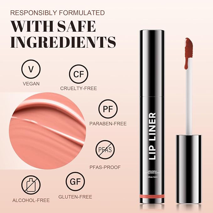 Lip Stain - Long Wear Tattoo Lip Liner, Waterproof & Transfer-proof Peel Off Lip Stain with Matte Finish, Lip Tint For All Skin Types, Great Gifts for Women (Rose)