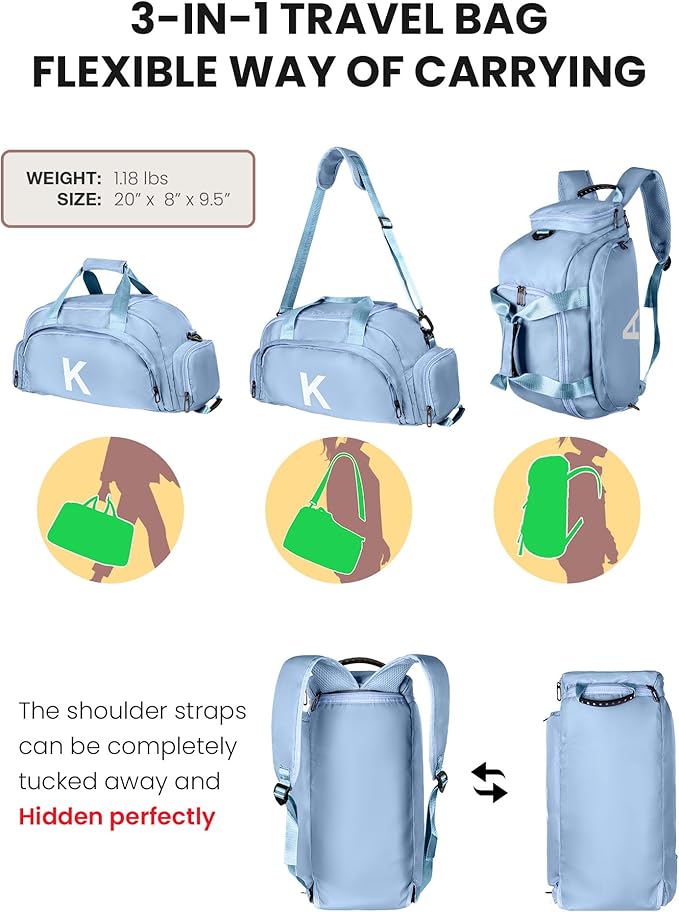 Christmas Gifts for Girls 12-14, Initial Gym Bags with Shoe Compartment, Dance Bag for Girls, Monogram Kid Overnight Bags, Ballet Sport Gymnastics Cheer Travel Duffle Tote (Letter P)