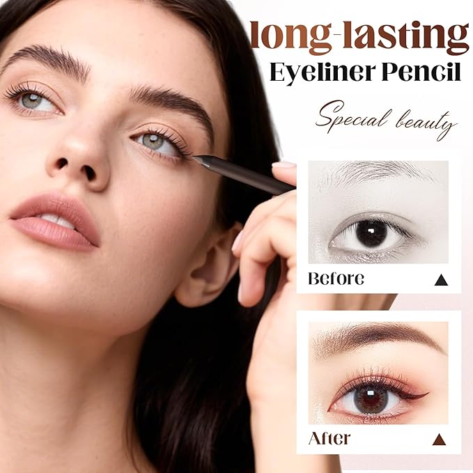 Eyeliner Pencil, Long Lasting Smudge-Proof Professional Eyeliner, Smooth and Easy to Apply, Effortlessly Create Any Look (Chocolate Color)