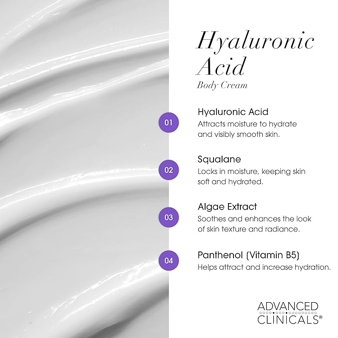 Advanced Clinicals Hyaluronic Acid Moisturizer + Fragrance Free Collagen Cream Face Moisturizer & Body Lotion 2pc Skincare Set For Women & Men Helps Reduce Appearance Of Crepey Skin & Dry Skin, 2pc