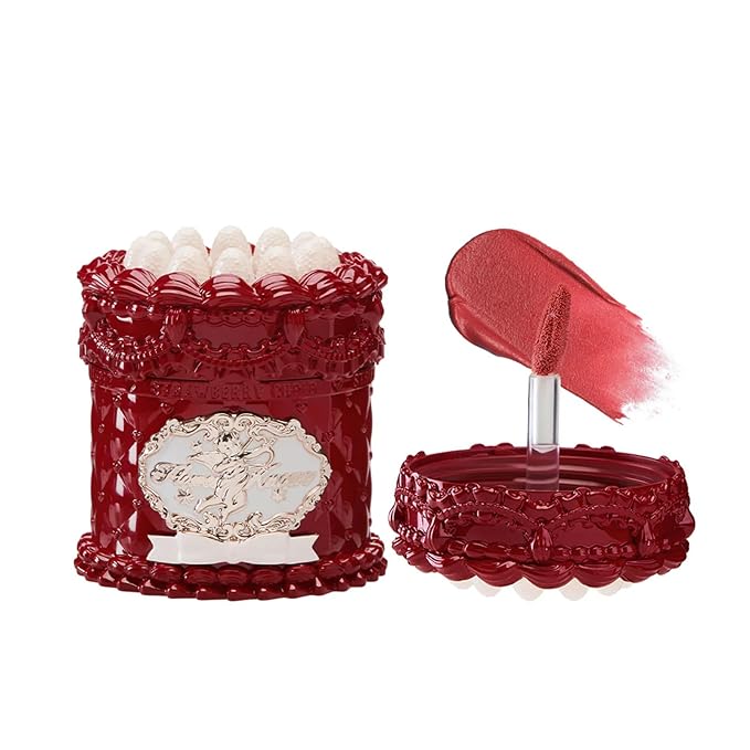 Flower Knows Strawberry Cupid Cake Lip Cream,Velvety-Smooth Matte Liquid Lipstick,Hydrating,Smudge-proof & Stain-Free Lip Stain(V09 Velvet,0.17 Fl Oz)