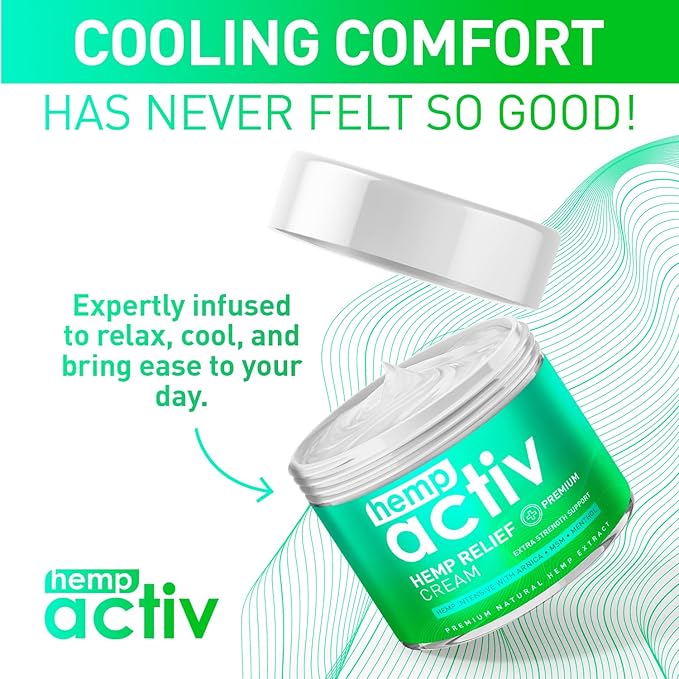 Hemp Cream with Menthol, MSM & Arnica – Lightweight, Fast-Absorbing Moisturizing Cream – Refreshing, Non-Greasy Formula for Nourished Skin – 2 Fl Oz