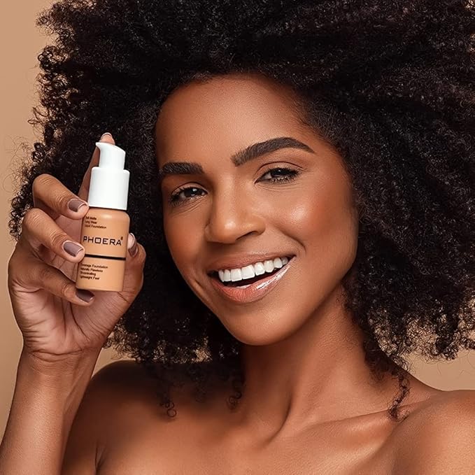 PHOERA Foundation Full Coverage Liquid Foundation Cream - Long-lasting Lightweight Concealer - Oil-Free Formula - Natural Shade - Suitable for All Skin Types (Nude #102)