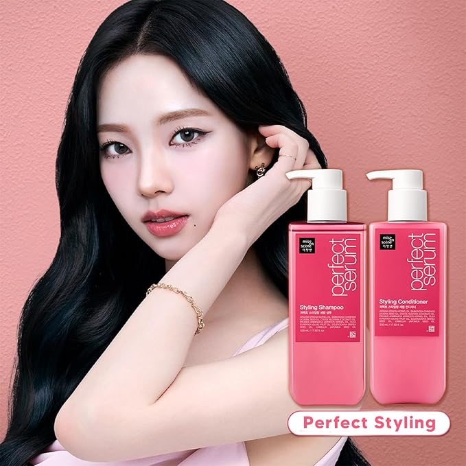 Mise En Scene Hair Perfume Shampoo - Perfect Styling Serum Shampoo - with Peony and Rose Scent, Styling Memory & Heat Protection, Enriched with Argan Oil, Daily Nourishing, 22.99 Fl. Oz.