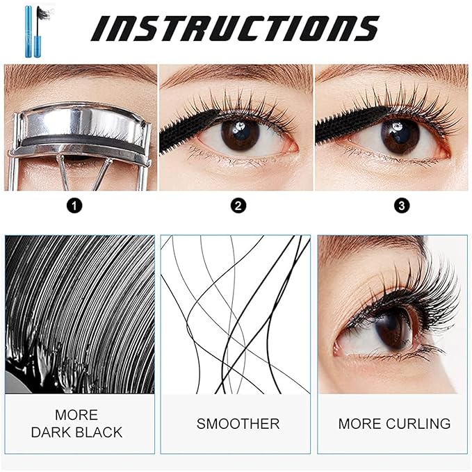 Volumizing Mascara for Older Women 60 Plus - Lengthening & Thickening Formula, Smudge-Proof, Clump-Free, Waterproof Mascara for Thin Lashes, Ultra-Defining Lash Lift for Mature Eyes (Black, 1)