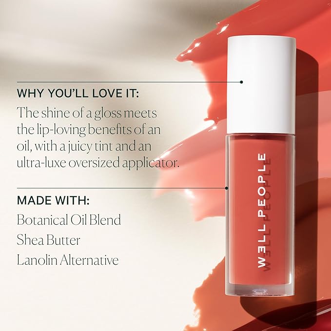 Well People Lush Lip Tinted Oil, Moisturizing Lip Oil For Nourishing & Conditioning Lips, Adds Sheer Color, Vegan & Cruelty-free, Wildflower
