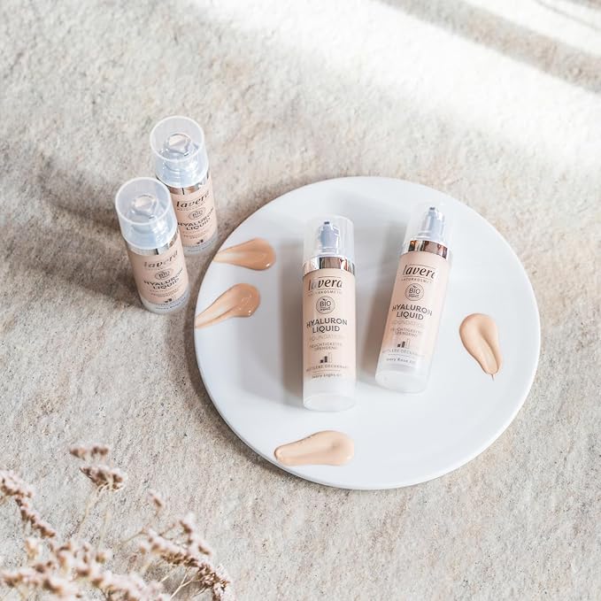 lavera Hyaluron Liquid Foundation - Cool Ivory 02 - Foundation Make Up with Hyaluron & Almond Oil for a Flawless Complexion - Face Make Up - PETA Certified - Vegan - Made in Germany - 1 Fl Oz