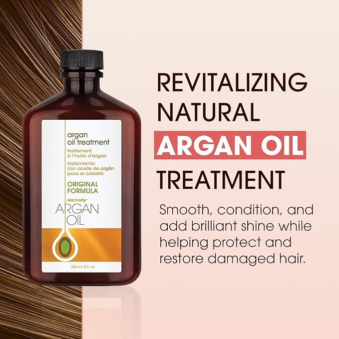 One n Only Argan Oil Hair Treatment - Lightweight & Hydrating Hair Oil for Natural, Wigs & Extensions - Shine Enhancing, Heat Protectant & Frizz Control (8 oz, 2pk)