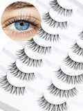 Eyelashes Wispy Natural Lashes 12mm Short Strip Lashes Thinner Band 3D Volume Fake Eyelashes Siligli Eyelashes C Curl False Lashes Pack 7 Pair
