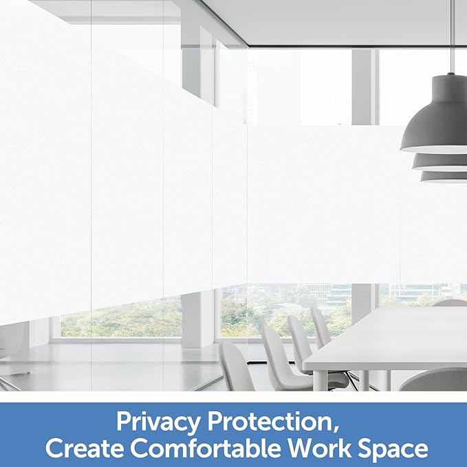 HIDBEA Frosted Window Privacy Film - Non Adhesive Static Cling Glass Stickers Sun UV Blocking Heat Control Door Covering Decals for Home Office(Frosted White, 17.5 x 78.7 Inch)