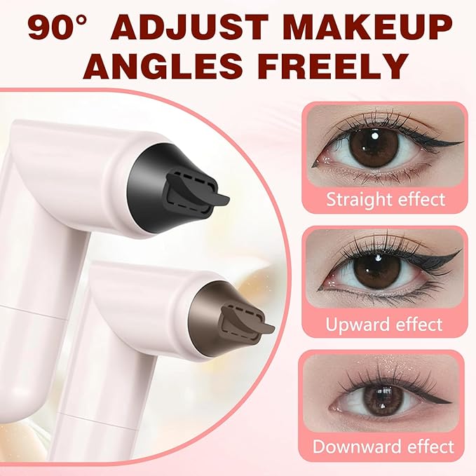 2pcs Gel Eyeliner Pencil Set, New Foldable Eye Liner Stamp for Perfect Wings, Smudge Proof & Waterpoof Liners Tool Pen (Brown)