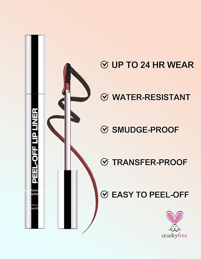 Erinde Peel Off Lip Liner Stain, Long Lasting Tattoo Lip Liner with Tweezer, Matte Finish, Waterproof Transfer Proof Lip Stain Peel Off, Non-Stick Cup Nude Lip Stain Lipliner, 02