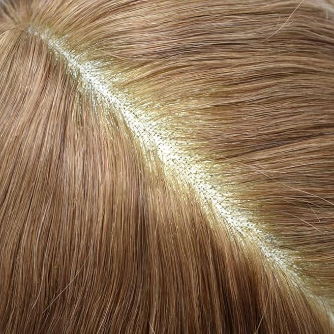 Toupee for Men French Lace Center Human Hair Replacement Systems Transparent Lace Center Hair Piece Mens Toupee Hair Units for Man V-Looped Front Male Hair Prosthesis 6"X8" 17#DARK ASH BLONDE