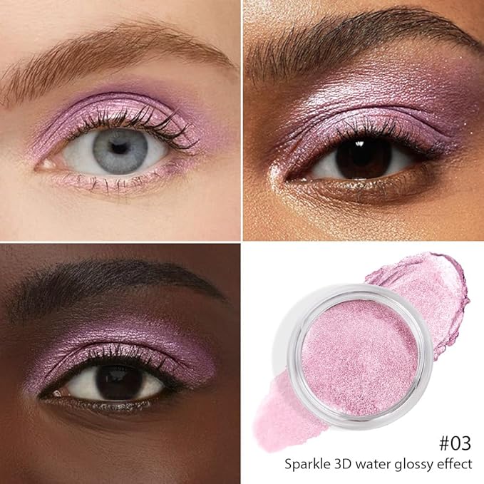 Cream Glitter Soft Pink Shimmer Metallic Eyeshadow Palette Makeup, Natural Single Mini Instant Holographic Eyeshadow For Women, Sombras Crema Para Ojos, Talc, Paraben & Cruelty Free