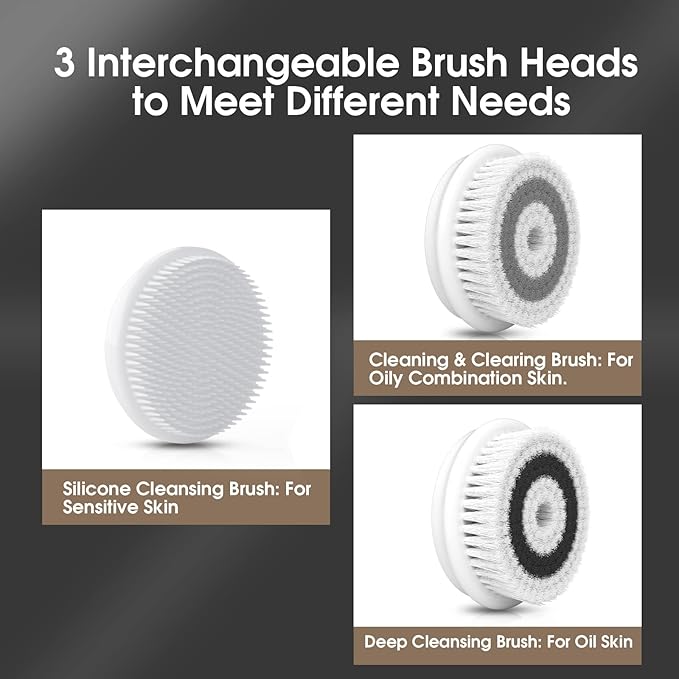 Facial Cleansing Brush: Face Scrubber for Men and Women - Face Brushes for Deep Cleansing and Exfoliating
