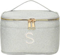 EURYNOME Makeup Bag with Custom Letter S, Water-Resistant Travel Organizer Pouch, (8.3x5.1x5.1 Inch) Cosmetic Case for Women