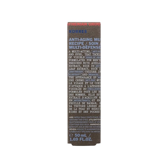 KORRES Athenian Grooming Anti-Ageing Face & Eye Cream with Achillea Millefolium & Baobab Leaf Extracts, Reduces Fine Lines, Smooths Wrinkles & Puffiness, Vegan, For Men, 1.69 fl oz, Stocking Stuffer