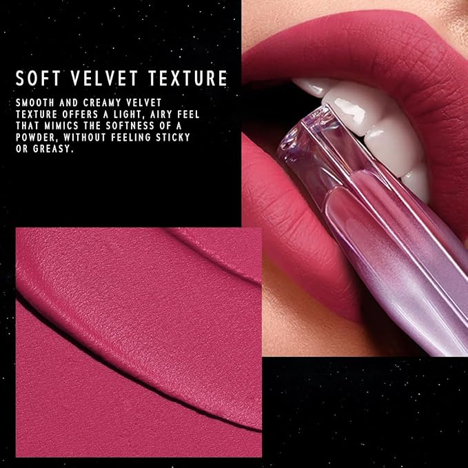 NEBULA VELVET LIP CREAM-Long Lasting Lip Stain, Waterproof and Transferproof Lip Tint, Matte Finish, Smooth Out Lip Lines, Lightweight & High Coverage, Stocking Stuffers (08 EQUINOX)