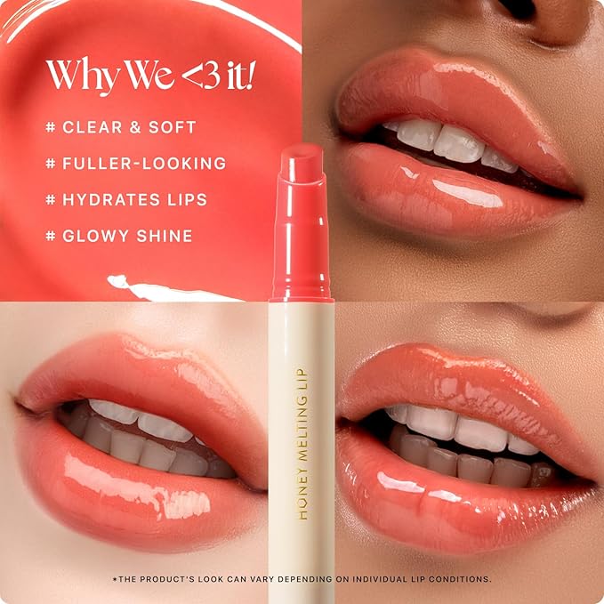 Nature Republic HONEY MELTING LIP (10 PEACH) SOFT LIP STICK, Hydrating Gloss, Moisturizing balms, Sheer tint, Shine & Glowy Finish, korean make up, Stocking Stuffers