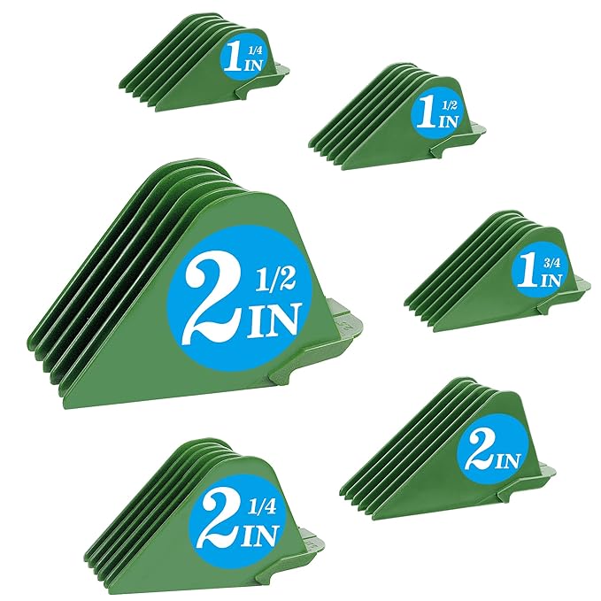 Clipper Guards Compatible with Wahl 10 12 14 16 18 20 Hair Clipper Guards 6pcs Extra Long Clipper Guard Attachments 2.5 Inch Clipper Guides Multiple Sizes Universal 2.5", 2.25", 2", 1.75", 1.5", 1.25"